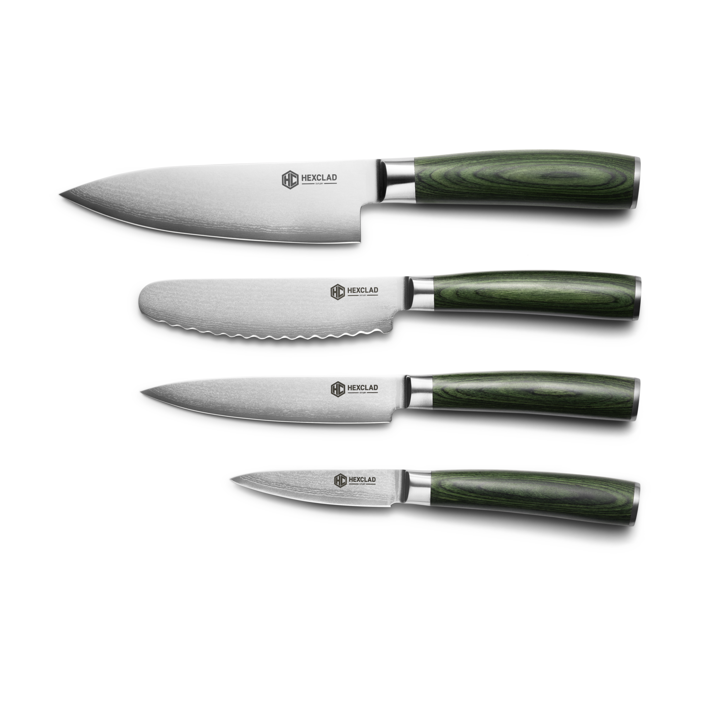 Damascus Steel Studio Knife Set, 5-pc (Green)